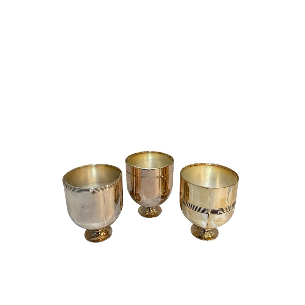 Set 3 Mid Century Modern Style VERA WANG Silver Tone CHALLIS Metal MINI VASES